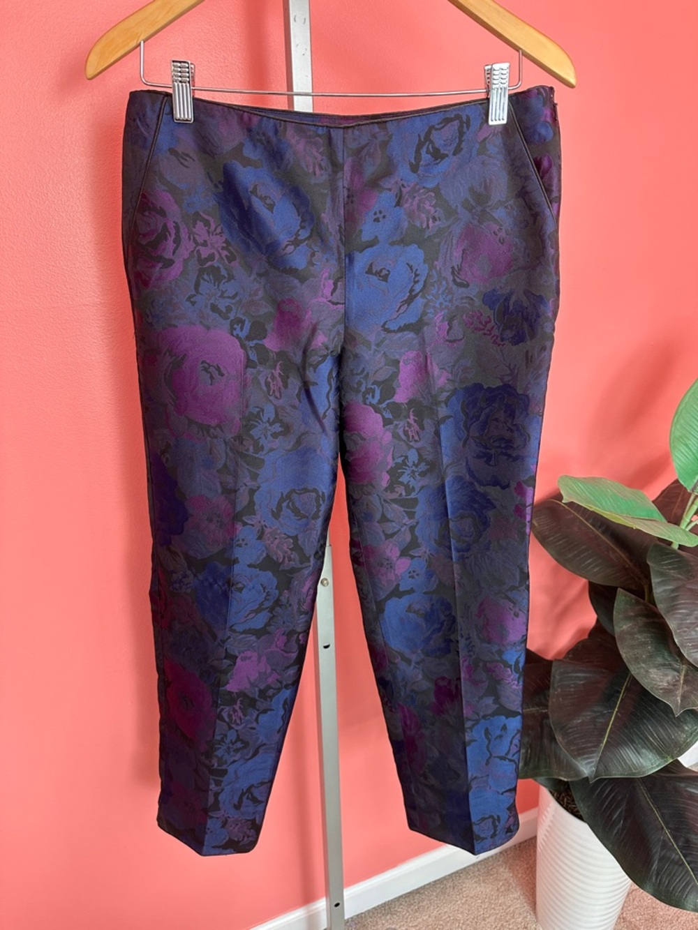 Talbots Petites Dark Floral Ankle Pants, Size 6P